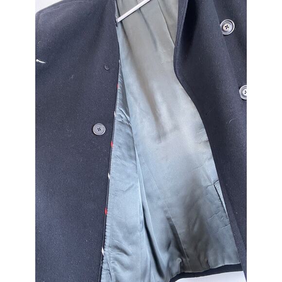 J Crew Sz S Black Stadium Cloth Double Breasted Majesty Peacoat Wool Blend - Picture 9 of 10